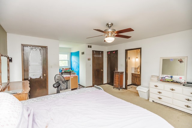 5N683 Ravine Dr, Saint Charles, IL 60175 - bedroom with light colored carpet, a ceiling fan, ensuite bathroom, and multiple closets