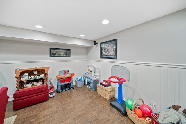 1305 Sleepy Hollow Rd, Glenview, IL 60025 - game room with a wainscoted wall and wood finished floors