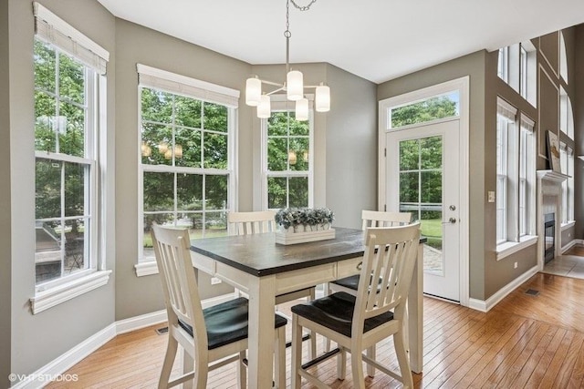 218 Bridle Path Ln, Fox River Grove, IL 60021 - dining space with plenty of natural light, a chandelier, and light wood-style floors