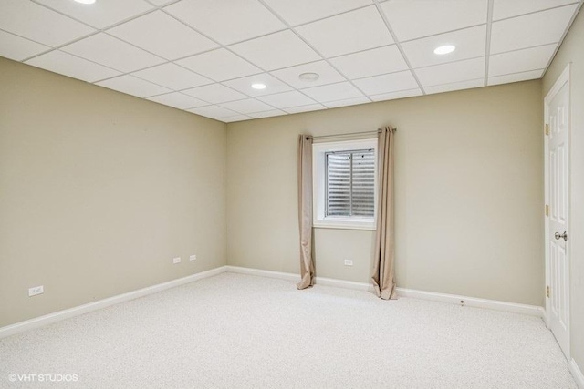 218 Bridle Path Ln, Fox River Grove, IL 60021 - unfurnished room featuring light colored carpet, baseboards, recessed lighting, and a drop ceiling