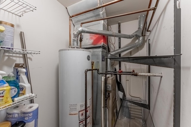 utility room with gas water heater