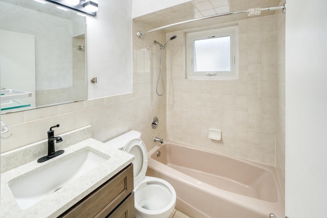 5416 N Neva Ave, Chicago, IL 60656 - bathroom with bathtub / shower combination, tile walls, toilet, and vanity