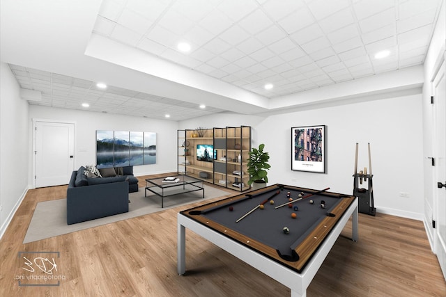 715 N Brainard St, Naperville, IL 60563 - game room featuring billiards, wood finished floors, recessed lighting, and a drop ceiling