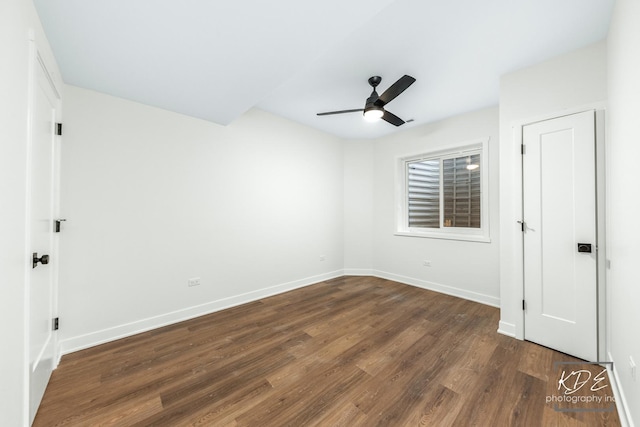 715 N Brainard St, Naperville, IL 60563 - unfurnished bedroom featuring dark wood-style floors and ceiling fan