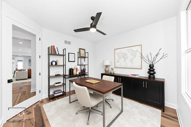 715 N Brainard St, Naperville, IL 60563 - office featuring wood finished floors, a ceiling fan, and recessed lighting