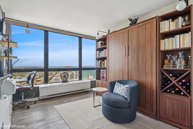 5415 N Sheridan Rd Unit 5011, Chicago, IL 60640 - living area with a desk, wood finished floors, and a water view