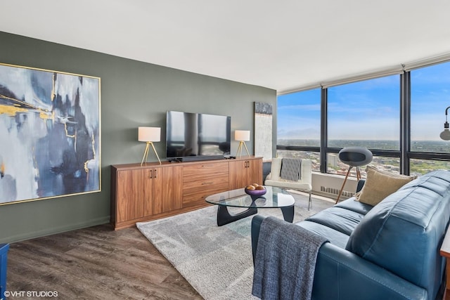 5415 N Sheridan Rd Unit 5011, Chicago, IL 60640 - living area featuring dark wood-style flooring and baseboards