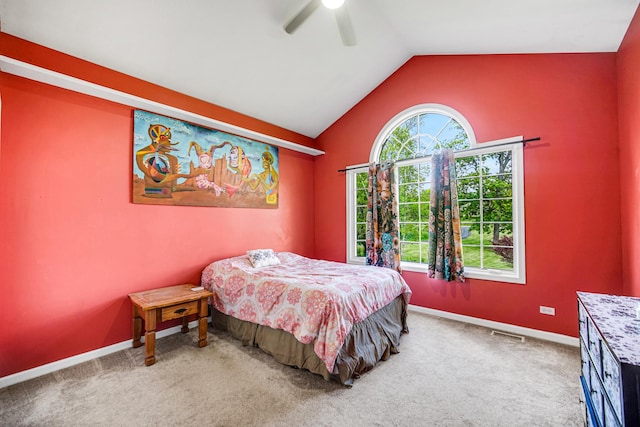 4916 Country Springs Dr, Johnsburg, IL 60051 - bedroom featuring vaulted ceiling, carpet, ceiling fan, and baseboards