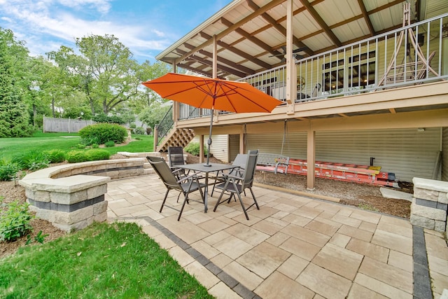 4916 Country Springs Dr, Johnsburg, IL 60051 - view of patio / terrace featuring stairs and outdoor dining space