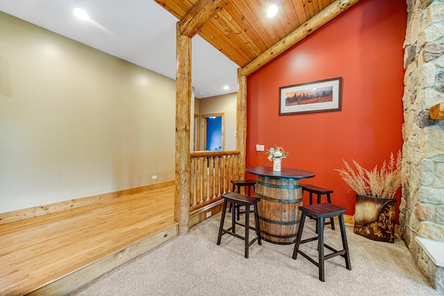 4916 Country Springs Dr, Johnsburg, IL 60051 - carpeted dining area with wood ceiling and recessed lighting