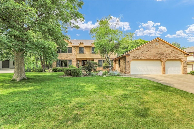 4008 Pinecrest Dr, Champaign, IL 61822 - view of front of home with brick siding, driveway, an attached garage, and a front lawn
