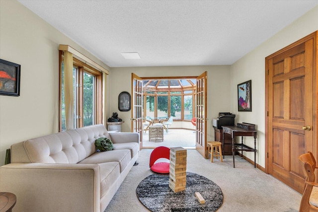 4008 Pinecrest Dr, Champaign, IL 61822 - carpeted living room featuring a textured ceiling and a desk