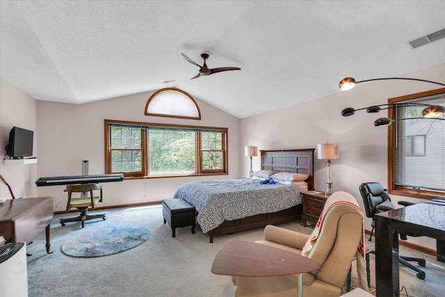 4008 Pinecrest Dr, Champaign, IL 61822 - bedroom with vaulted ceiling, carpet, a textured ceiling, and baseboards