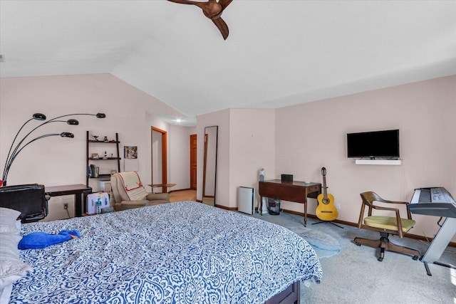4008 Pinecrest Dr, Champaign, IL 61822 - bedroom featuring carpet flooring, lofted ceiling, and ceiling fan