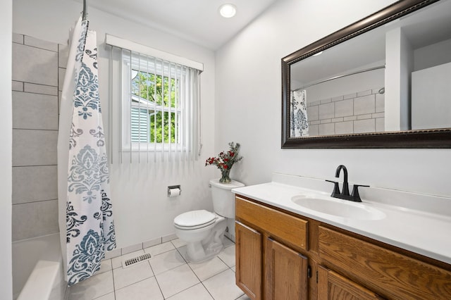 627 Raupp Blvd, Buffalo Grove, IL 60089 - full bathroom with vanity, toilet, tile patterned floors, shower / bath combo, and recessed lighting