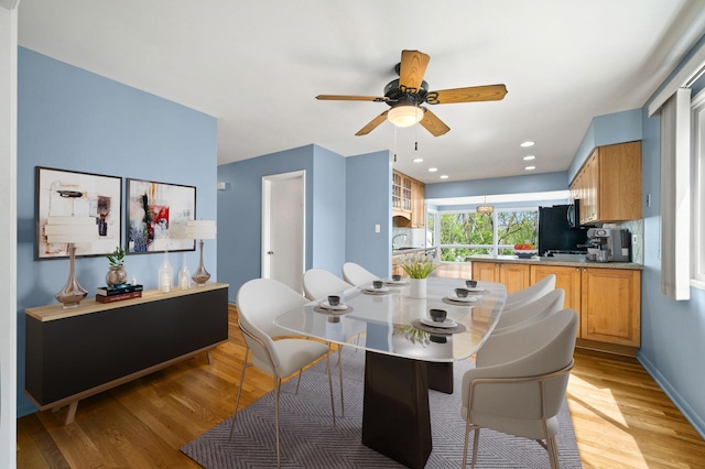 627 Raupp Blvd, Buffalo Grove, IL 60089 - dining space featuring light wood-style floors, ceiling fan, recessed lighting, and baseboards