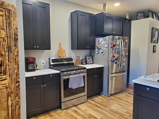 507 N Secor St, Gilman, IL 60938 - kitchen featuring stainless steel appliances, light wood-type flooring, light countertops, and recessed lighting