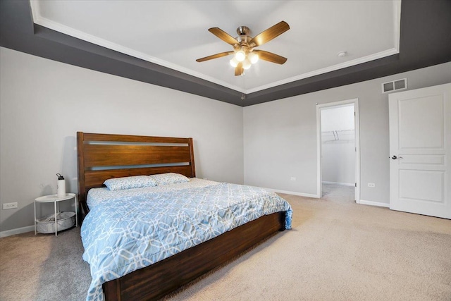 14117 Meadow Ln, Plainfield, IL 60544 - bedroom with a raised ceiling, carpet flooring, baseboards, and crown molding