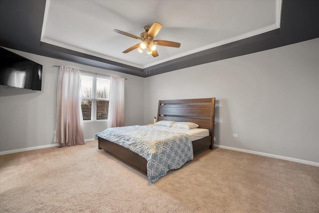 14117 Meadow Ln, Plainfield, IL 60544 - bedroom featuring a tray ceiling, crown molding, carpet, and baseboards