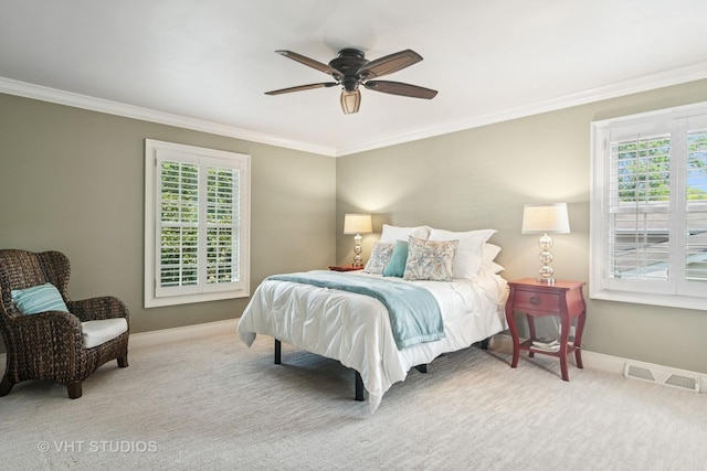 1101 S Nightingale Dr, Palatine, IL 60067 - carpeted bedroom featuring ornamental molding and ceiling fan