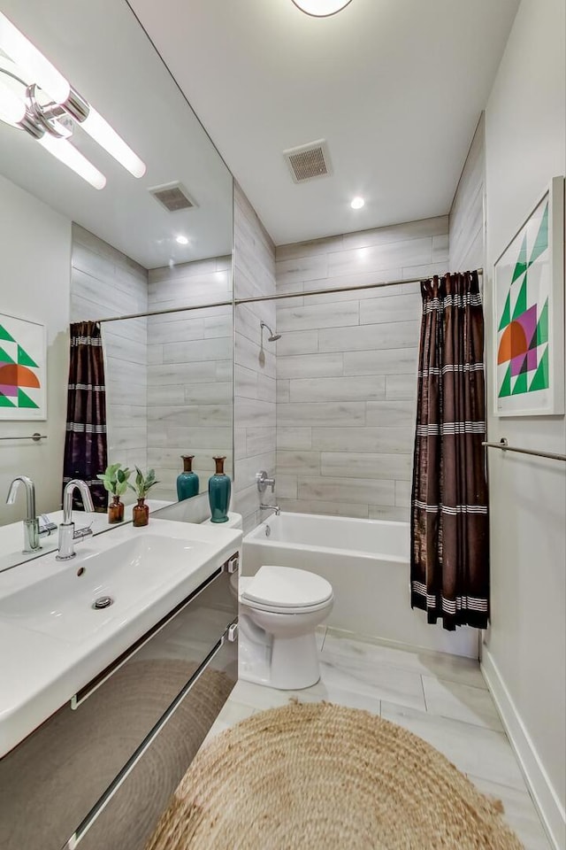 3224 N Elston Ave Unit 2S, Chicago, IL 60618 - bathroom with shower / tub combo with curtain, vanity, and toilet