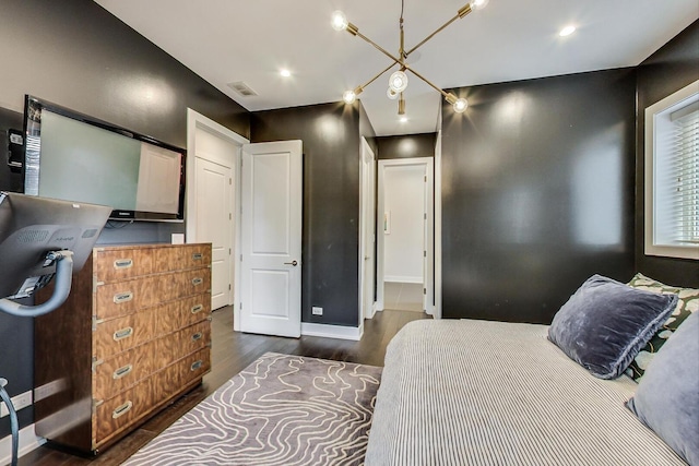 3224 N Elston Ave Unit 2S, Chicago, IL 60618 - bedroom featuring dark wood finished floors, baseboards, and recessed lighting