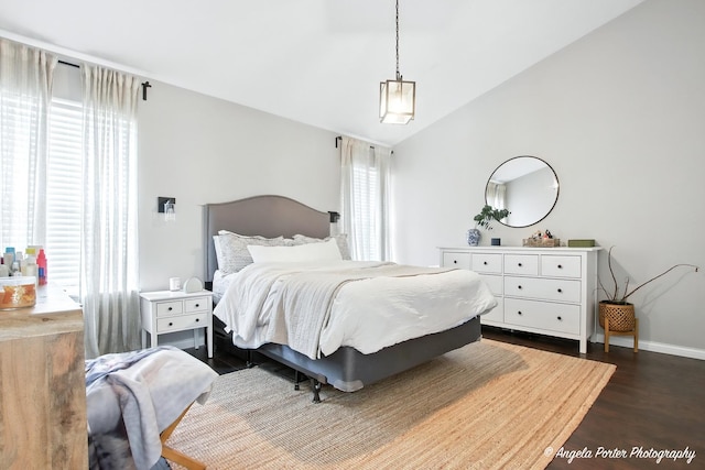 28912 Sawmill Ln, Lakemoor, IL 60051 - bedroom featuring dark wood-style floors and vaulted ceiling