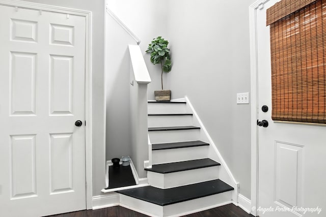 28912 Sawmill Ln, Lakemoor, IL 60051 - stairway with baseboards and wood finished floors