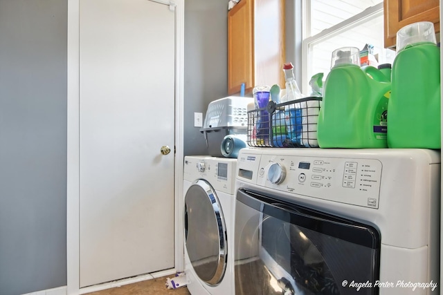 28912 Sawmill Ln, Lakemoor, IL 60051 - laundry room featuring separate washer and dryer and cabinet space