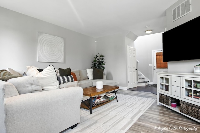 28912 Sawmill Ln, Lakemoor, IL 60051 - living area featuring stairs and wood finished floors