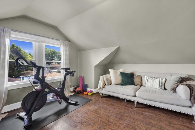 5912 W Grace St, Chicago, IL 60634 - workout room with vaulted ceiling, wood finished floors, and baseboards