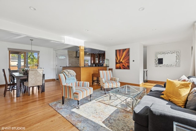 9351 Kostner Ave, Skokie, IL 60076 - living area with light wood-type flooring, baseboards, and recessed lighting