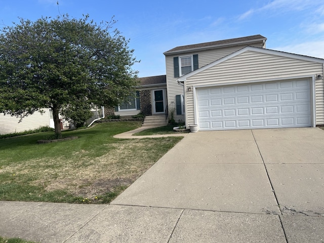 156 Brookside Dr, Glendale Heights, IL 60139 - traditional-style house with a front yard, concrete driveway, and an attached garage