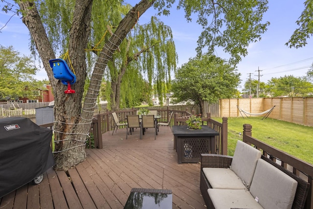 3907 New Haven Ave, Arlington Heights, IL 60004 - deck featuring outdoor dining area, a grill, and an outdoor living space