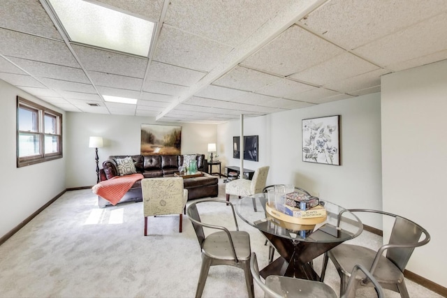 1976 Monday Dr, Elgin, IL 60123 - dining room with baseboards, a paneled ceiling, and carpet