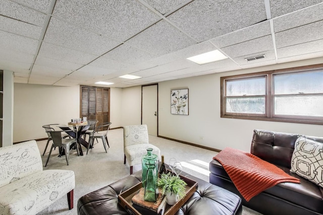 1976 Monday Dr, Elgin, IL 60123 - living room featuring carpet flooring, a paneled ceiling, and baseboards