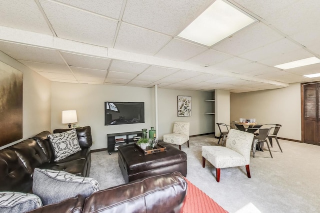 1976 Monday Dr, Elgin, IL 60123 - carpeted living room featuring a drop ceiling and baseboards