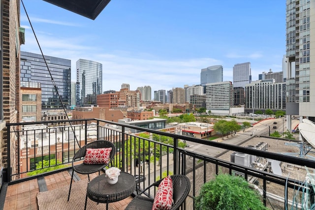 balcony featuring a view of skyline