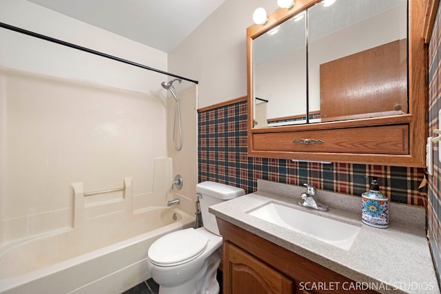 6N510 Sycamore Ave, Saint Charles, IL 60174 - full bath with toilet, shower / bath combination, vanity, and wallpapered walls