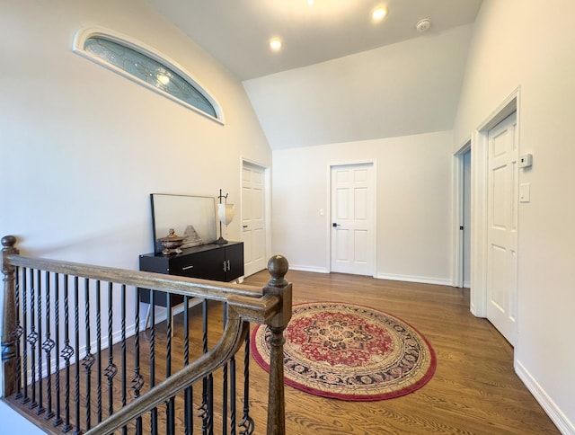 8024 N Odell Ave, Niles, IL 60714 - office with vaulted ceiling, wood finished floors, baseboards, and recessed lighting