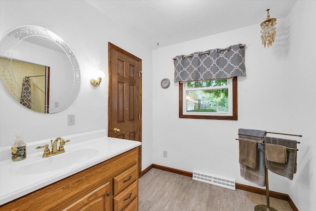 2908 Rolling Acres Dr, Champaign, IL 61822 - full bathroom with vanity, wood finished floors, a textured ceiling, and a shower with curtain