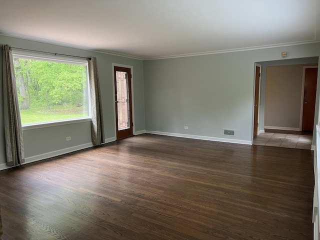 12200 S 88th Ave, Palos Park, IL 60464 - spare room featuring crown molding, dark wood-type flooring, and baseboards