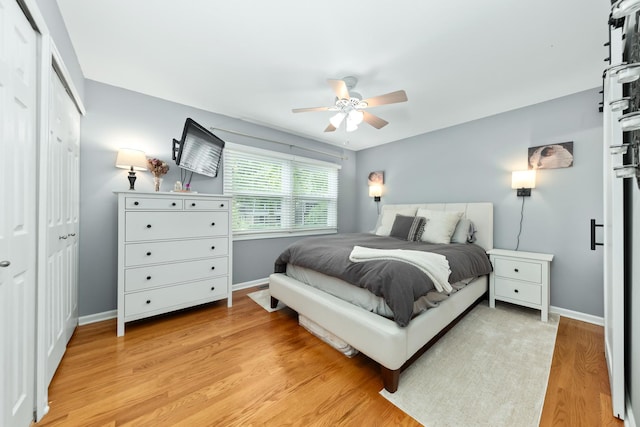 1613 Swallow St, Naperville, IL 60565 - bedroom featuring baseboards, light wood-style floors, and a closet
