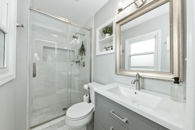 1613 Swallow St, Naperville, IL 60565 - bathroom with toilet, a marble finish shower, and vanity