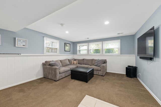1613 Swallow St, Naperville, IL 60565 - carpeted living room featuring a wainscoted wall