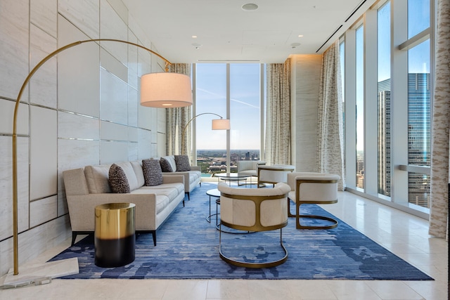 363 E Wacker Dr Unit 1601, Chicago, IL 60601 - living area with floor to ceiling windows and tile patterned flooring