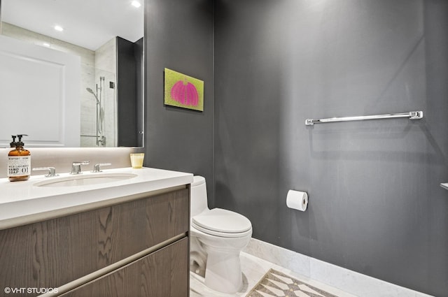 363 E Wacker Dr Unit 1601, Chicago, IL 60601 - full bath with toilet, vanity, tile patterned floors, a shower, and baseboards