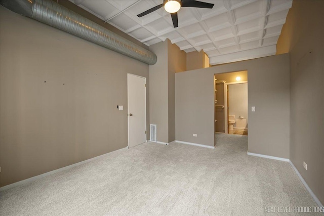 1307 S Wabash Ave Unit 402, Chicago, IL 60605 - carpeted spare room with a ceiling fan, coffered ceiling, a towering ceiling, baseboards, and beamed ceiling