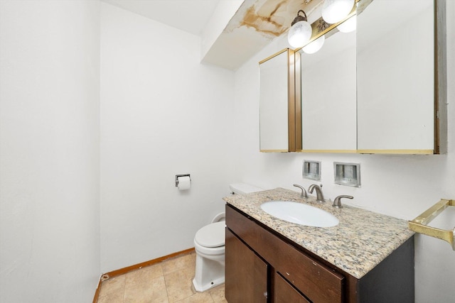 17714 Dogwood Ln, Hazel Crest, IL 60429 - bathroom with vanity, toilet, baseboards, and tile patterned flooring