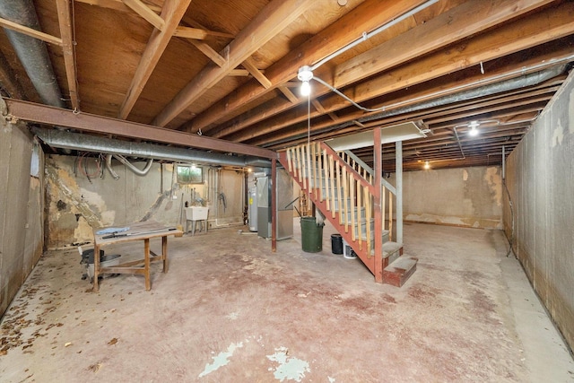 17714 Dogwood Ln, Hazel Crest, IL 60429 - unfinished below grade area featuring stairway and heating unit